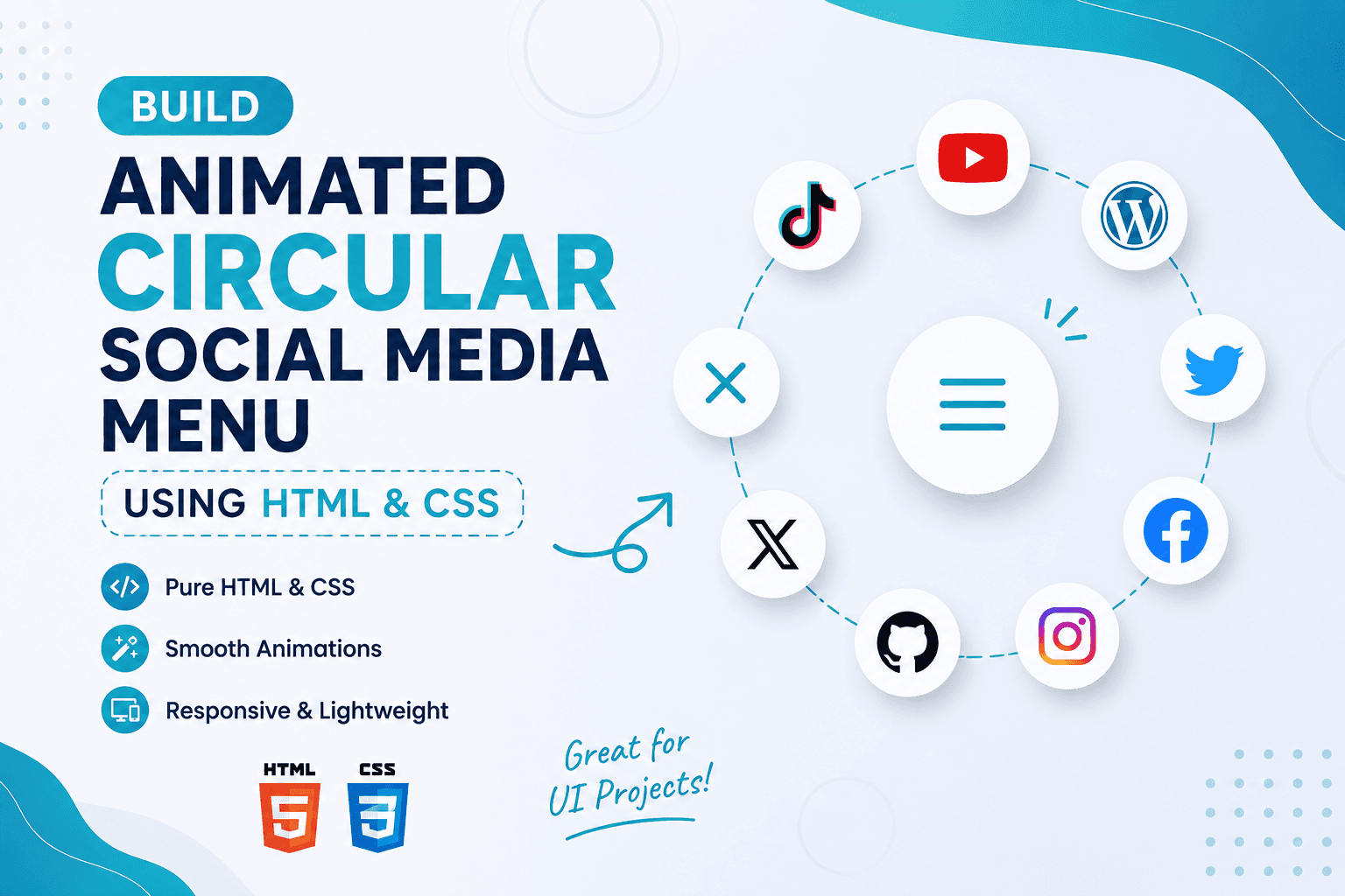 Build an Animated Circular Social Media Menu with HTML & CSS
